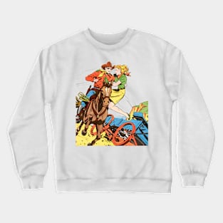 Colorful Cowboy Girl Horse Retro Vintage Comicbook Crewneck Sweatshirt